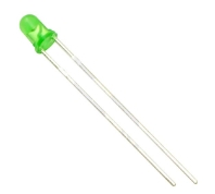 T1 (3mm) Green LED with Green Diffused Lens, Pack of 5