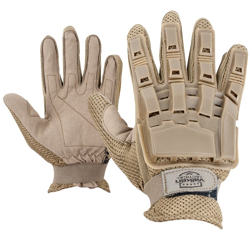 Gloves - V-TAC Full Finger Plastic Back NEW-Tan-M