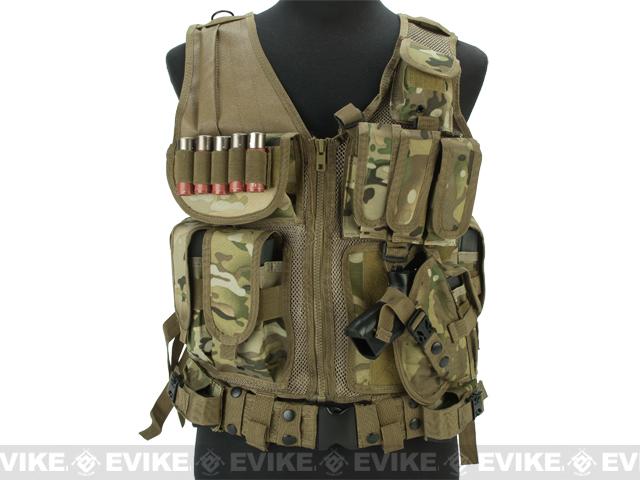 Deluxe Spec Op Cross Draw Tactical Vest with Holster & Mag Pouches - Land Camo LC Multicam