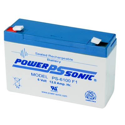 Powersonic PS-6100 6V 12AH AGM SLA Battery with F1 Terminals
